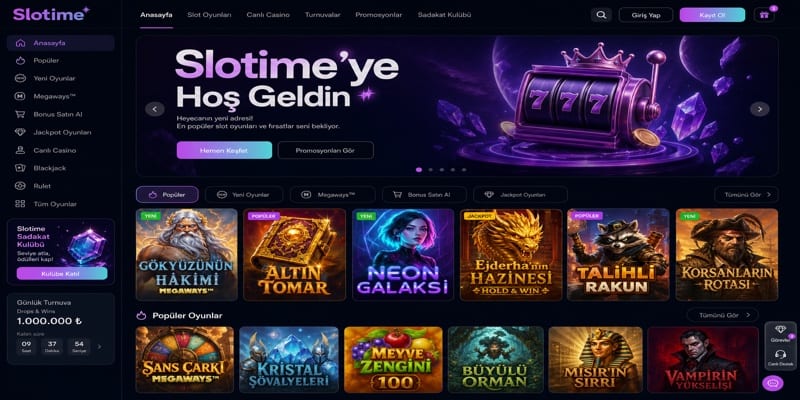 Slotime Platform Ana Sayfa Geniş Görüntüsü