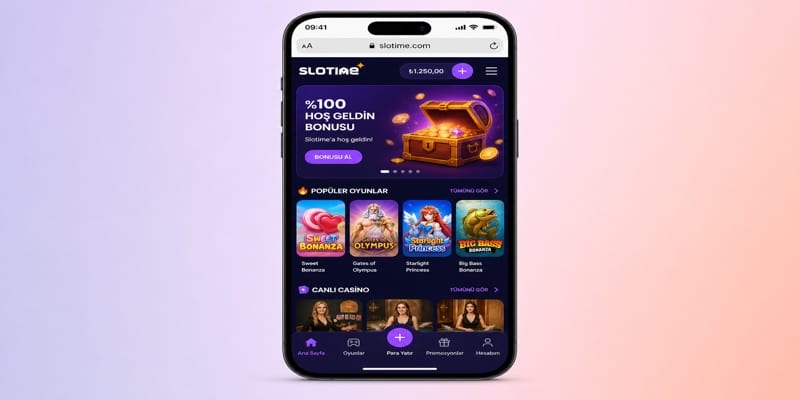 Slotime Mobil Web Arayüzü Geniş Görüntü